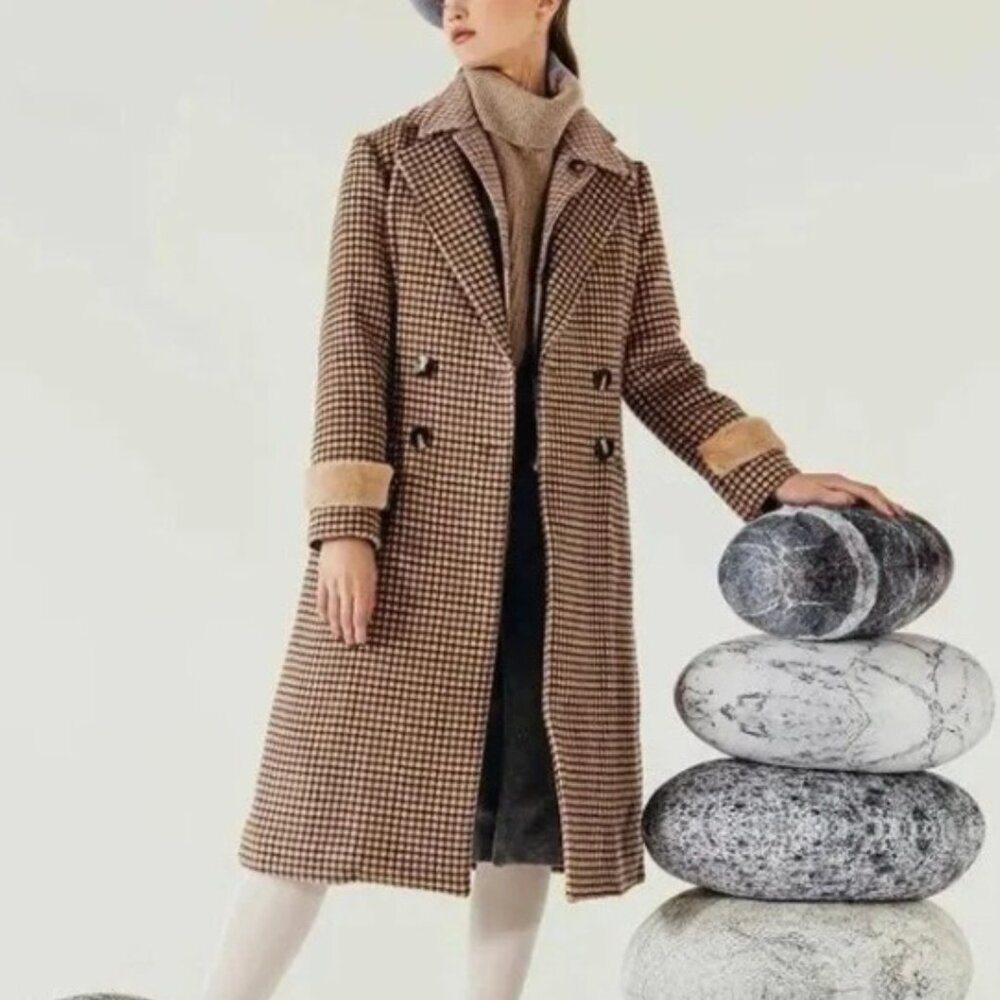 Petite Studio Britta Plaid Wool Coat
